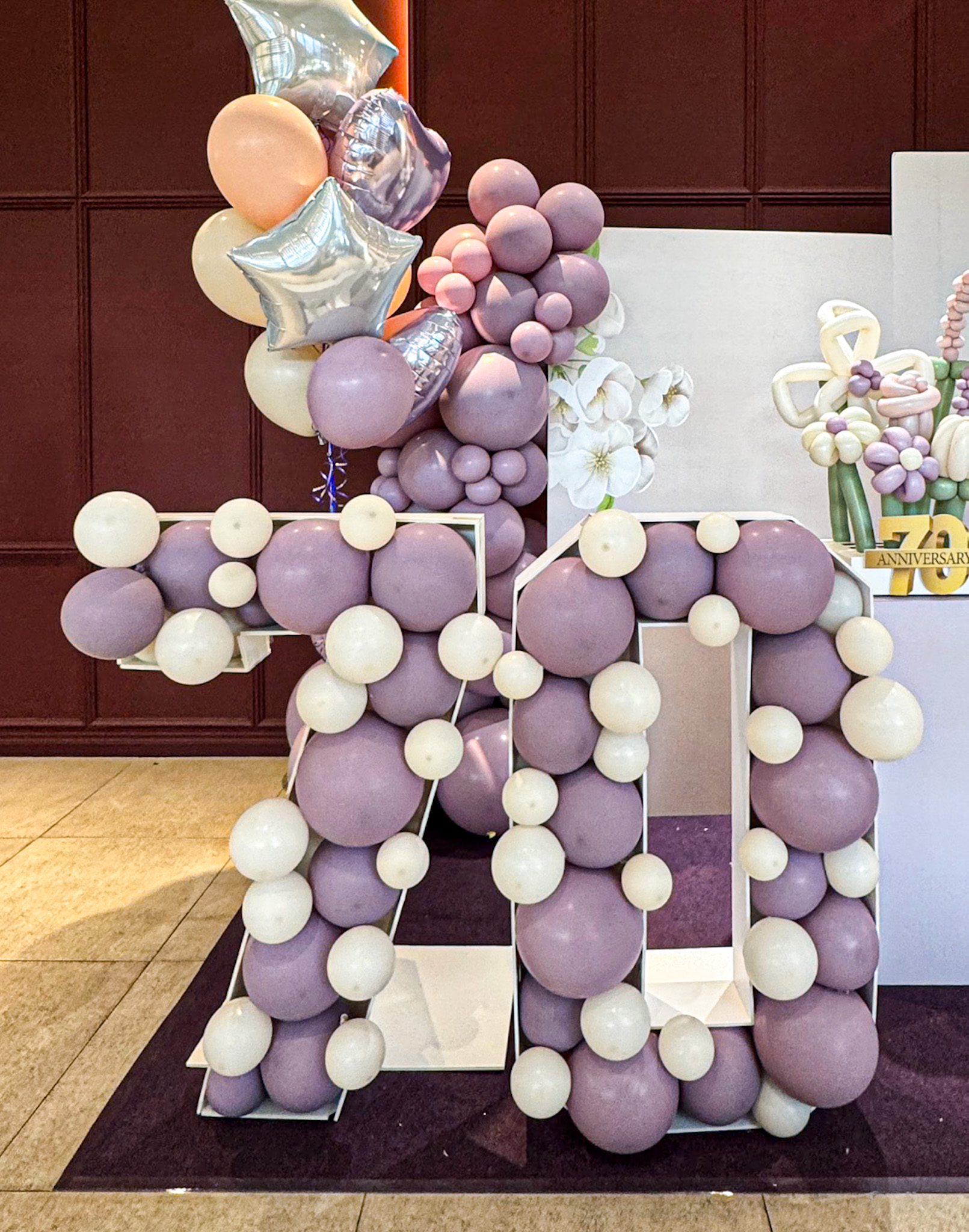 따뜻한 감성의 퍼플톤 70번째 생신 풍선 장식 상세이미지 2