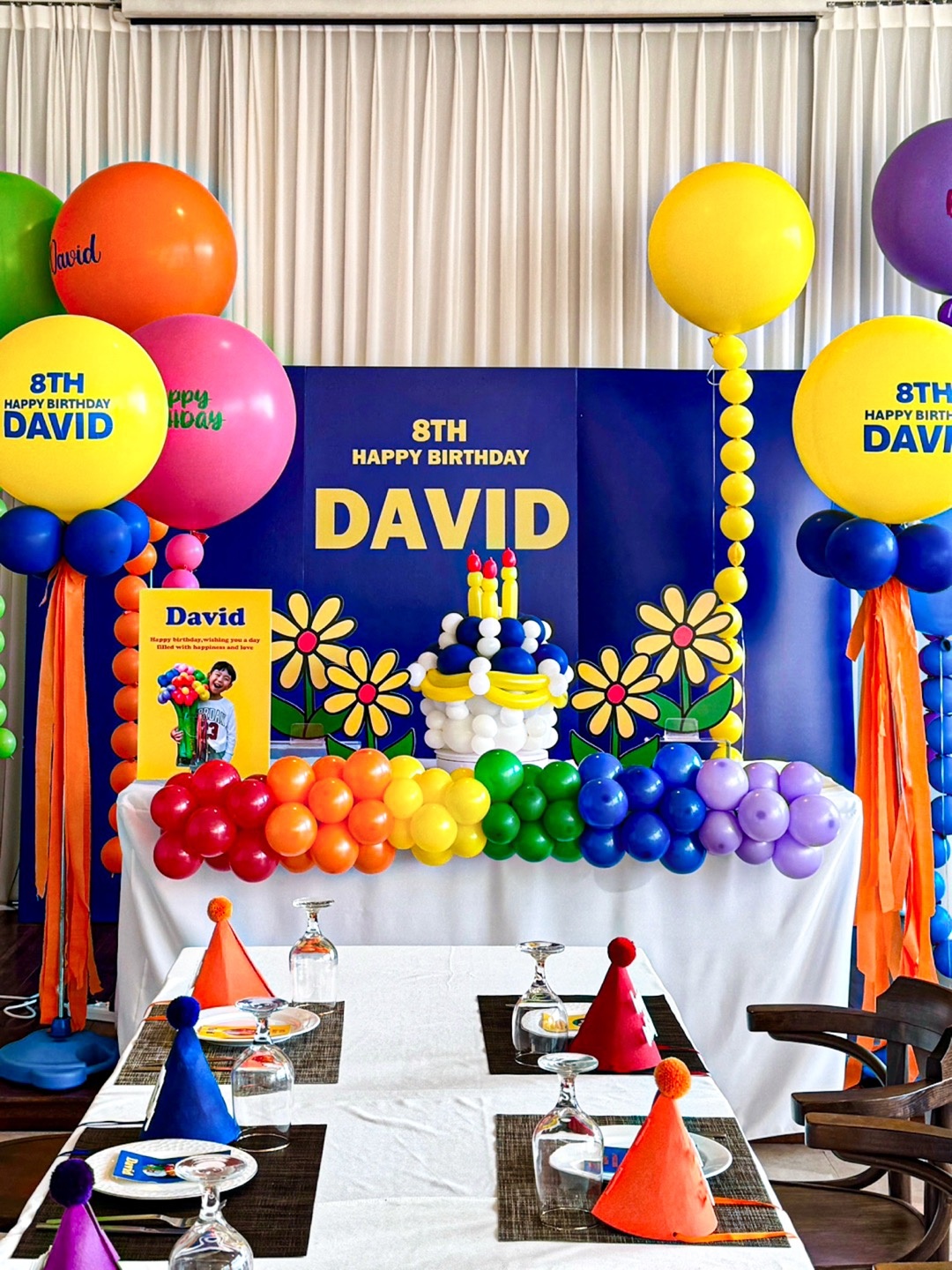 레인보우 테마 8번째 생일 파티 풍선 장식 상세이미지 3