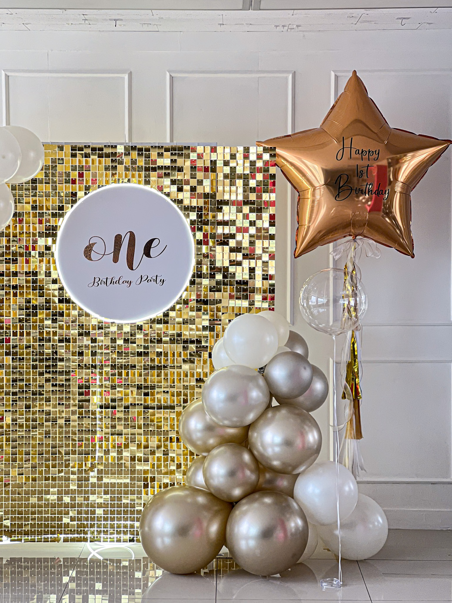 골드 & 화이트 첫돌 파티 풍선장식 상세이미지 1