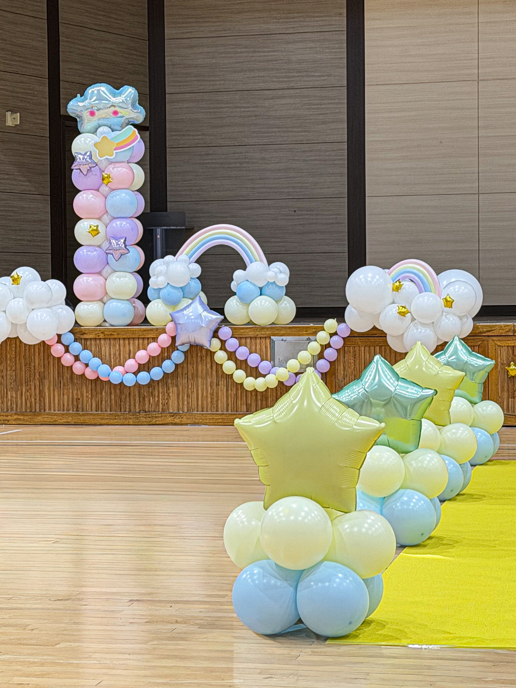 학교장식 강당장식 I 파스텔 무지개&별 버진로드 포토존연출 상세이미지 3